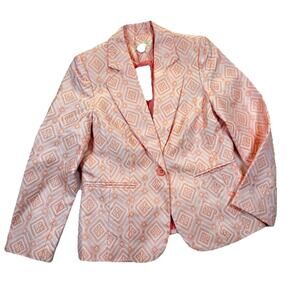 Appleseeds Women’s Blazer Sz 8 Textured Geometric Print Jacket Career Office